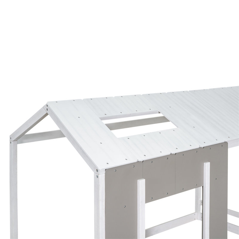 Plateforme de maison avec toit et fenêtre, Blanc