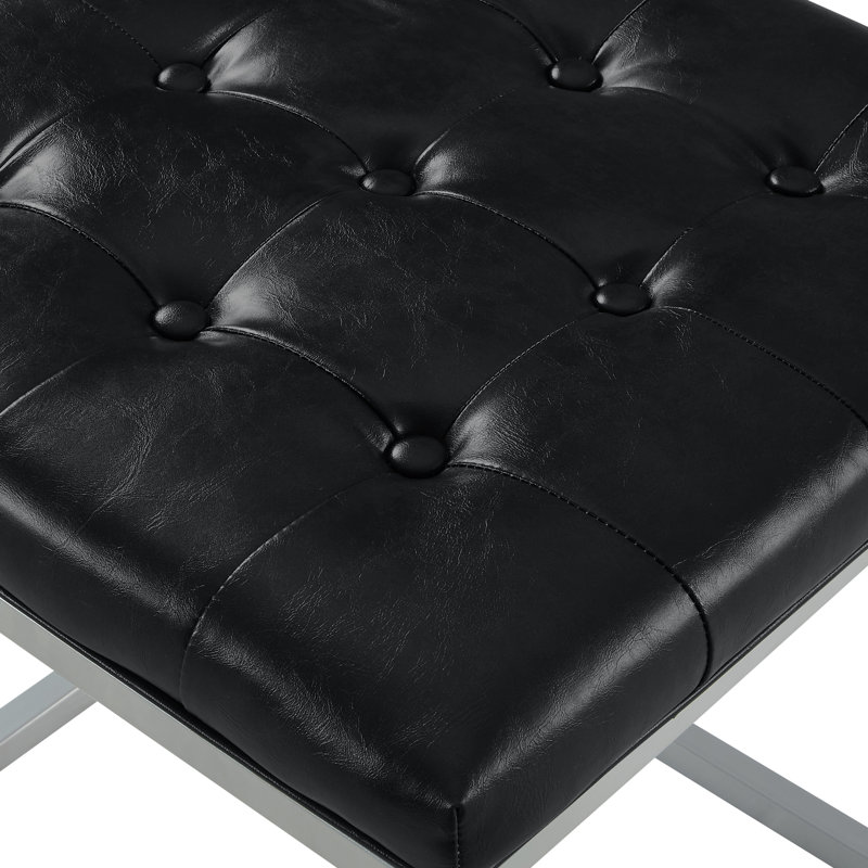 Repose-pieds 18 po gris, Similicuir noir