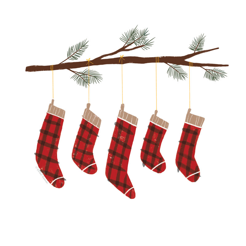 Bas de Noël ludiques, H 20 po x l 20 po, Non, Cadre flottant érable