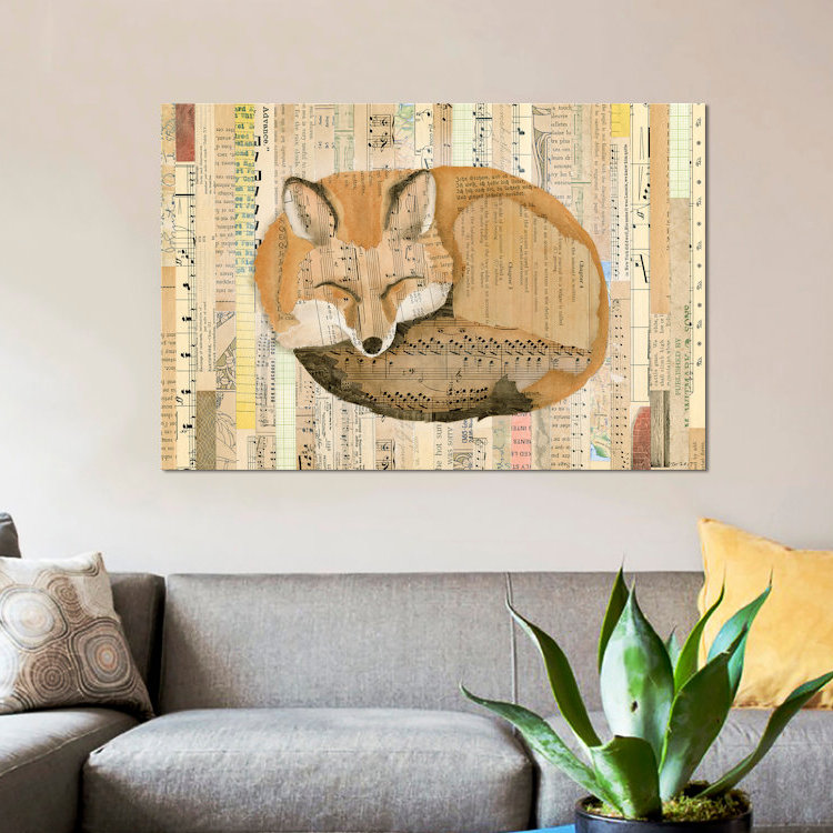 « fox collage iii », impression sur toile tendue, H 18 po x l 26 po x P 1,5 po, Toile tendue, Pas de tapis