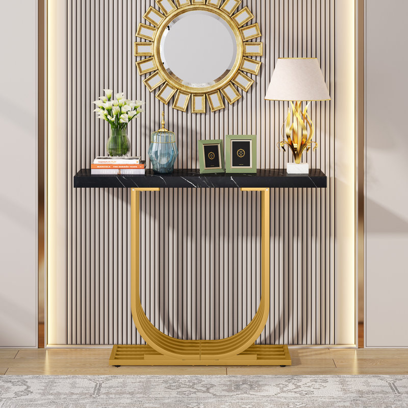 Morrisey 100 cm W Console Table, Black, Gold