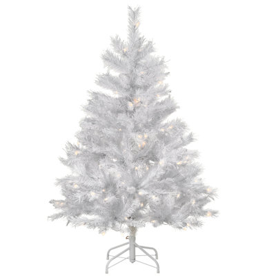 The Holiday Aisle® Winchester White Pine Tree with Clear Lights