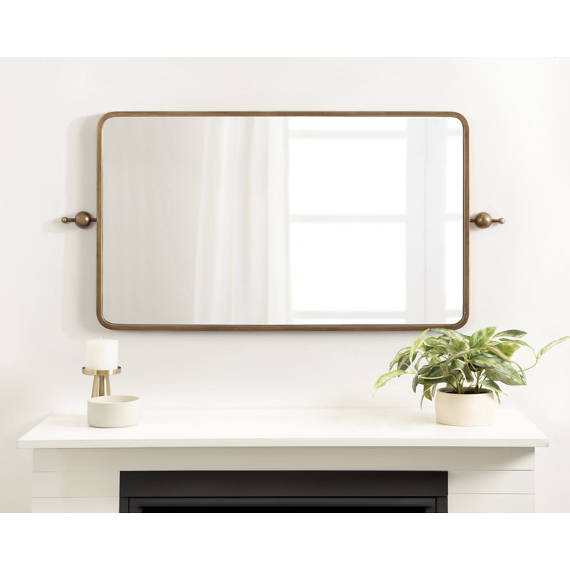 Kasota Brass Rectangular Wall Mirror, Gold, 40.5" x 20"