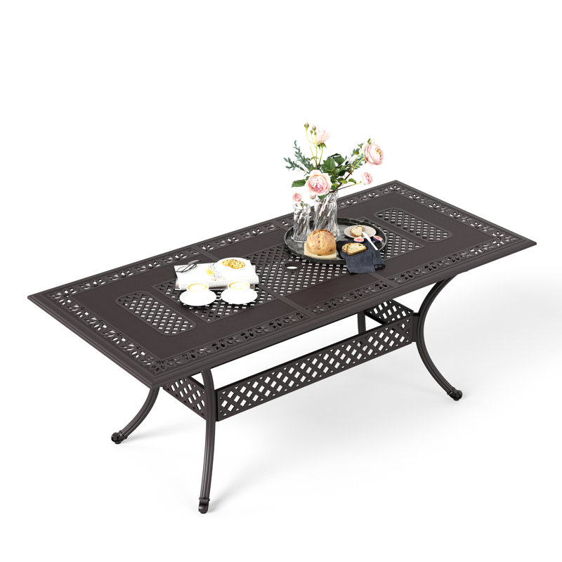 Table de salle à manger d'extérieur en fonte d'aluminium de 80 po Asfand