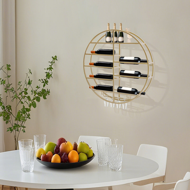 Étagère à vin avec porte-verres 23,62 pouces, Doré