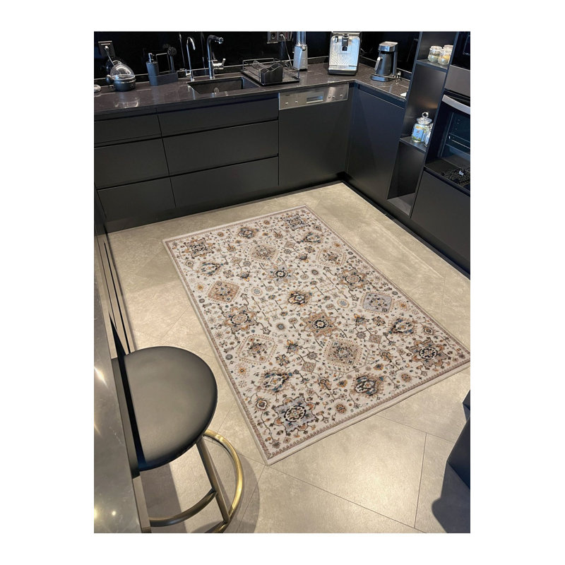 Tapis décoratif traditionnel rétro traditionnel lavable à la machine, Tapis de couloir 3 pi 3 po x 6 pi 7 po