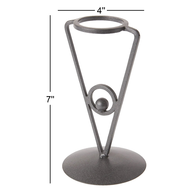 Support à œuf en fer forgé Wrought Studio ™ gris foncé, pied triangulaire, 2 po de diamètre, paquet de 2