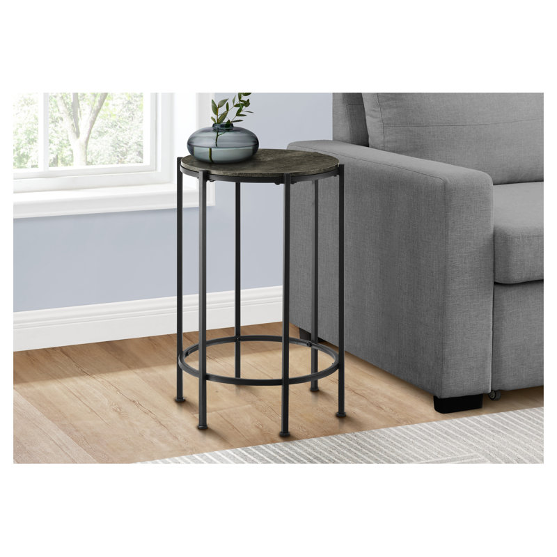 Table d'appoint ronde contemporaine - petite table d'appoint en métal noir avec plateau en stratifié bronze foncé pour le salon, la table de chevet ou la table de bout