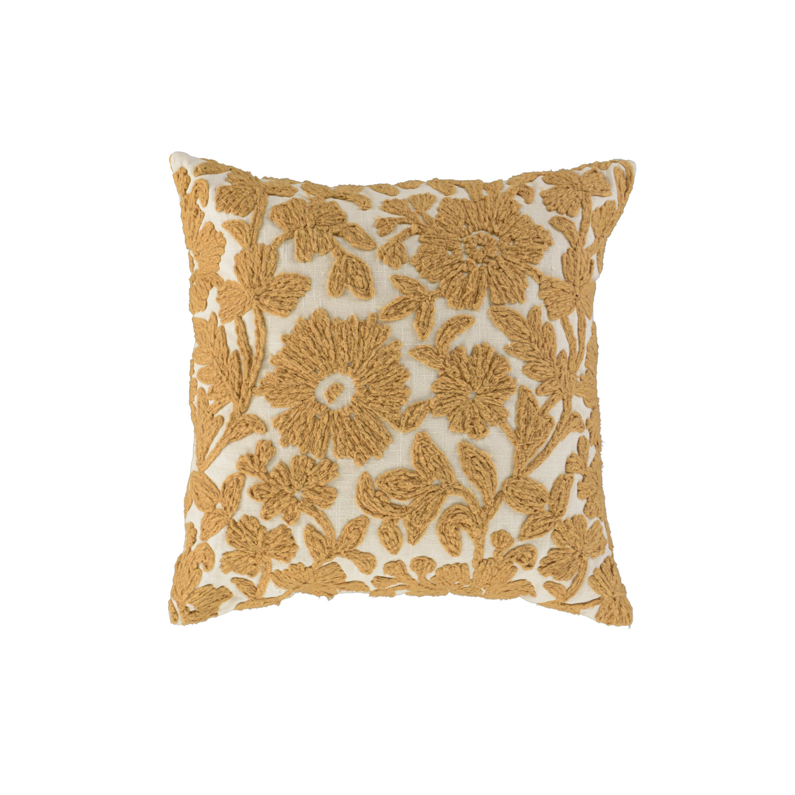 100% Cotton Throw Pillow, Natural/Gold, Polyester