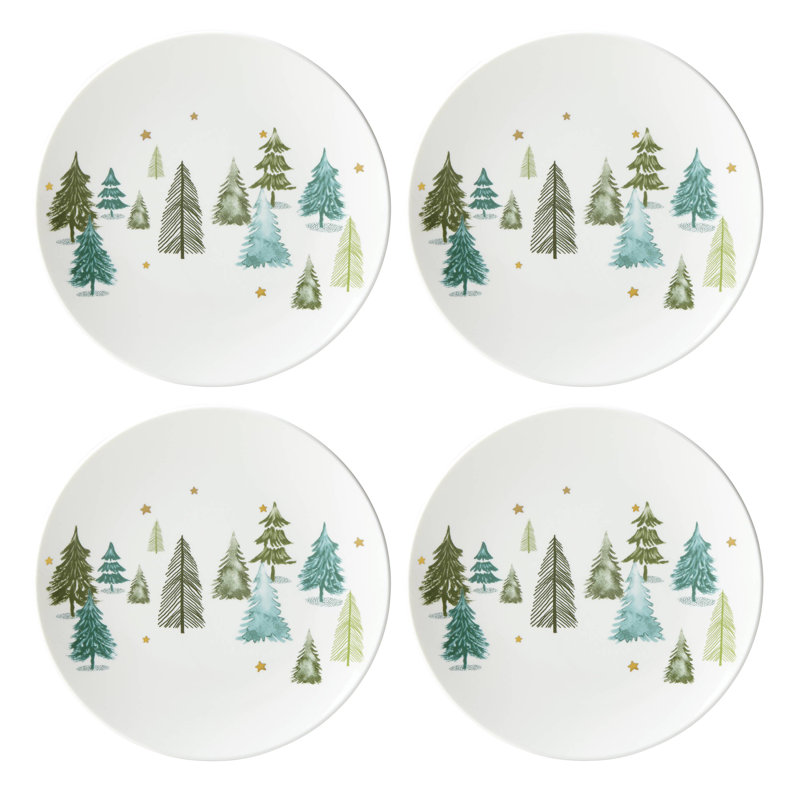 Balsam Lane 12-Piece White Porcelain Holiday Dinnerware Set