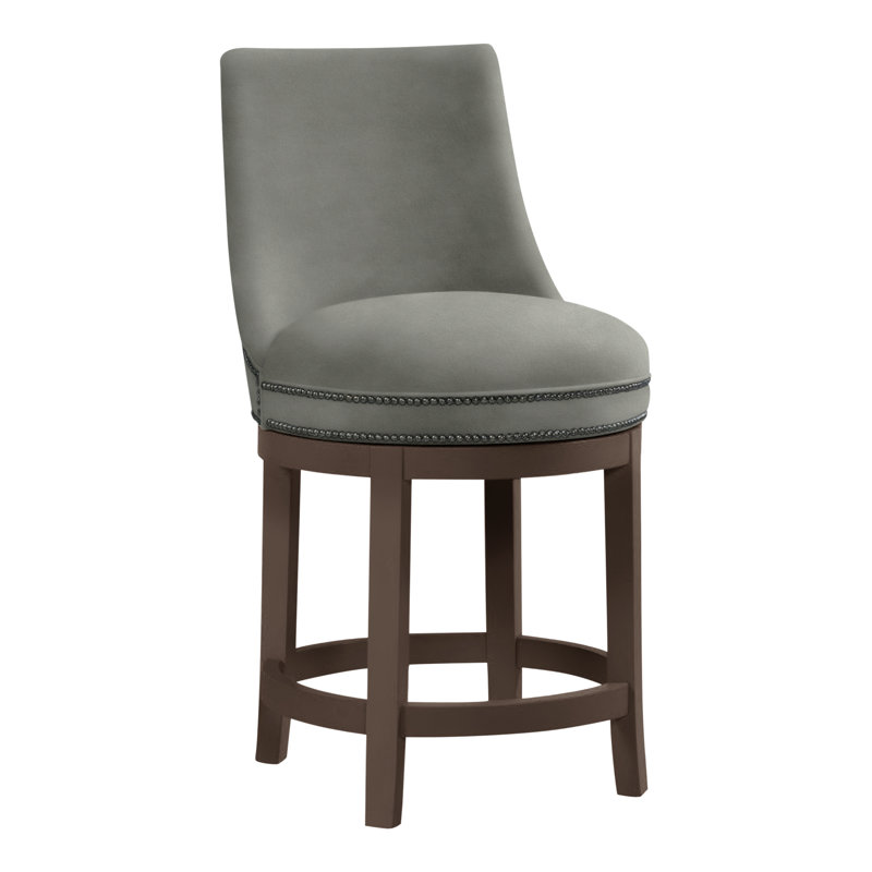 Vesper Upholstered Counter Stool with Solid Wood Frame, Hazelnut, Pewter (9953 65)