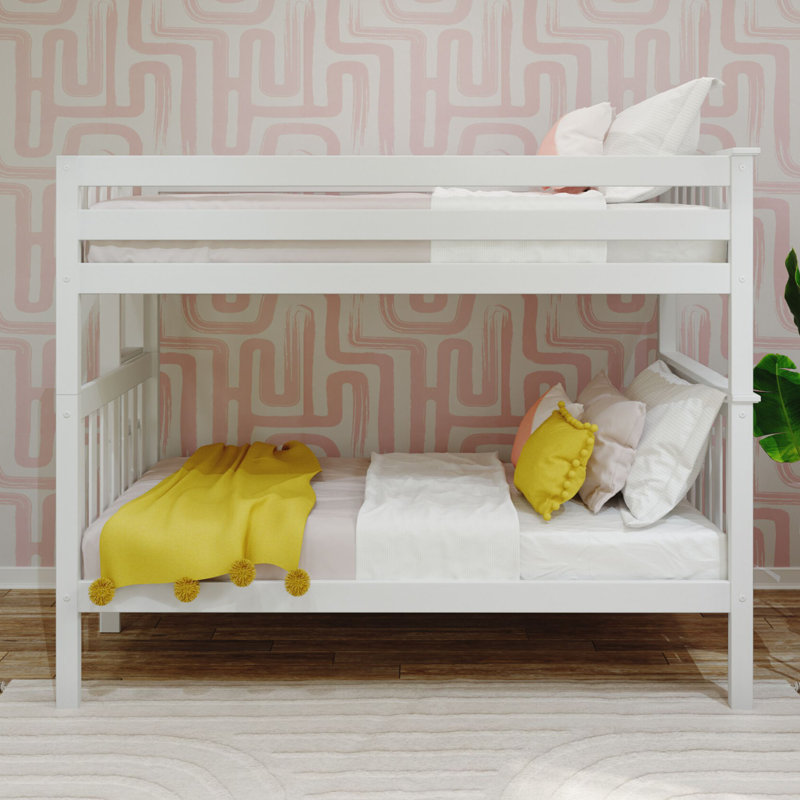 Delbreco Kids Twin Over Twin Bunk Bed with Ladder on End, White