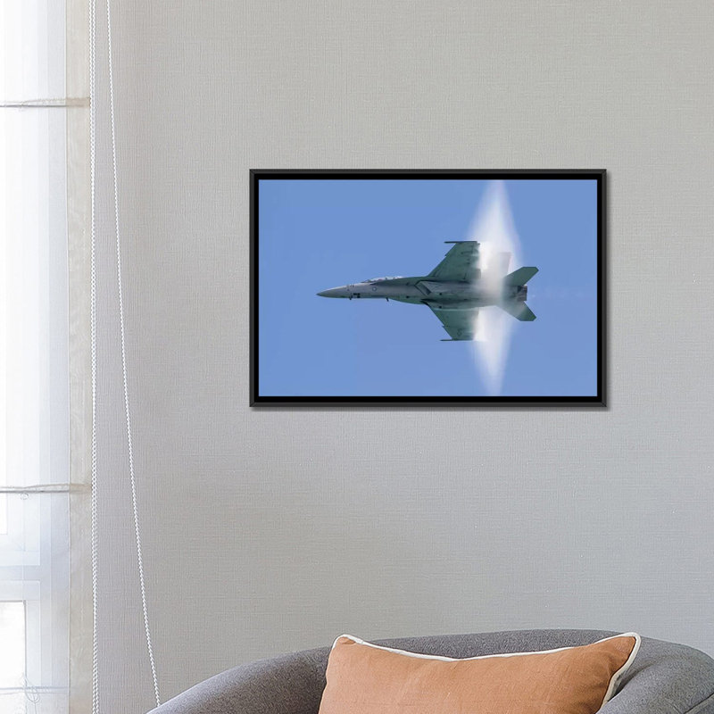 " A US Navy F/A-18F Super Hornet Flies By At High Transonic Speed " by Rob Edgcumbe, 18" H x 26" W x 1.5" D, No Mat