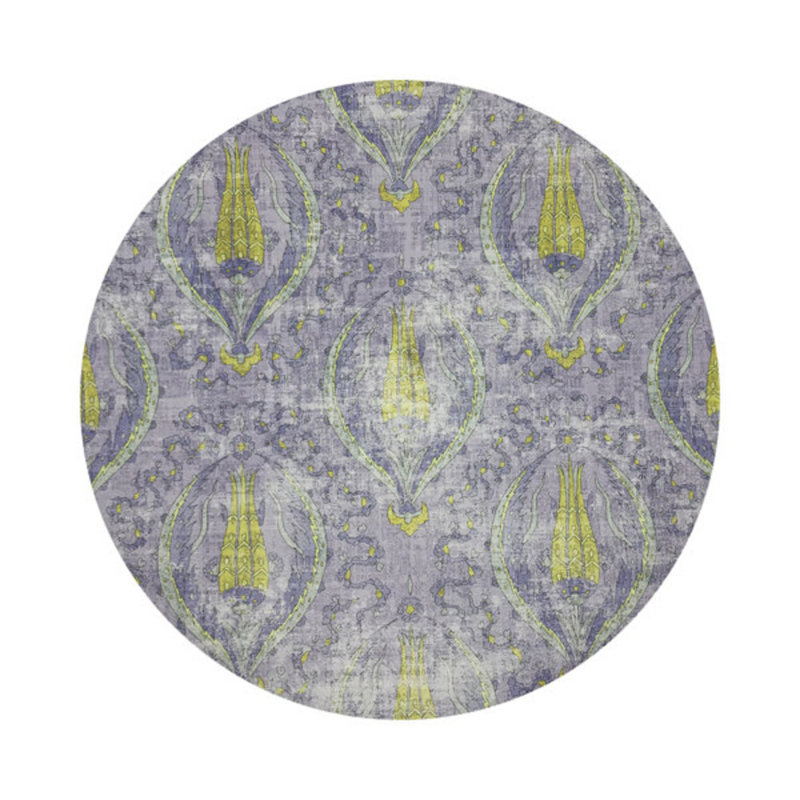 Byzantine Jewel Vegan Leather Round Pebble Placemat, Lilac