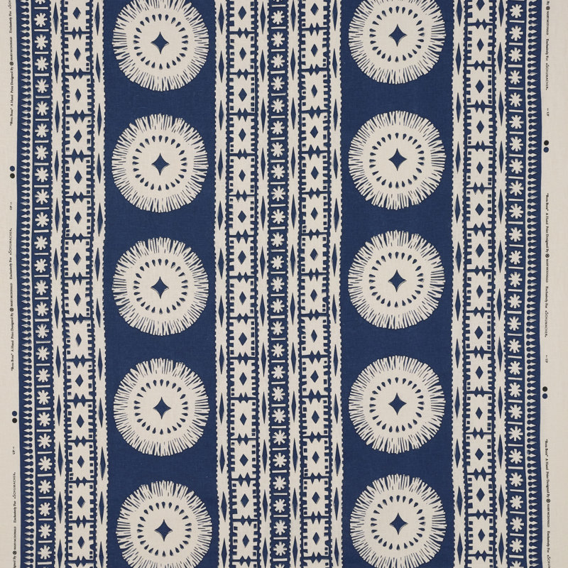 Tissu imprimé Schumacher x Mary McDonald Bora Bora, Marin