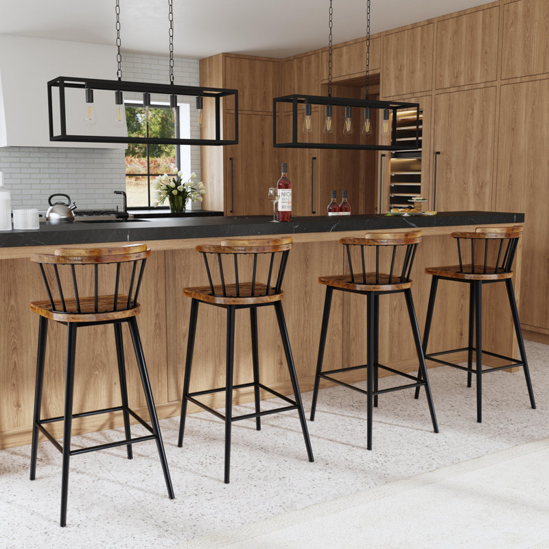 Tempe Wood and Iron  Spindle Bar Stool
