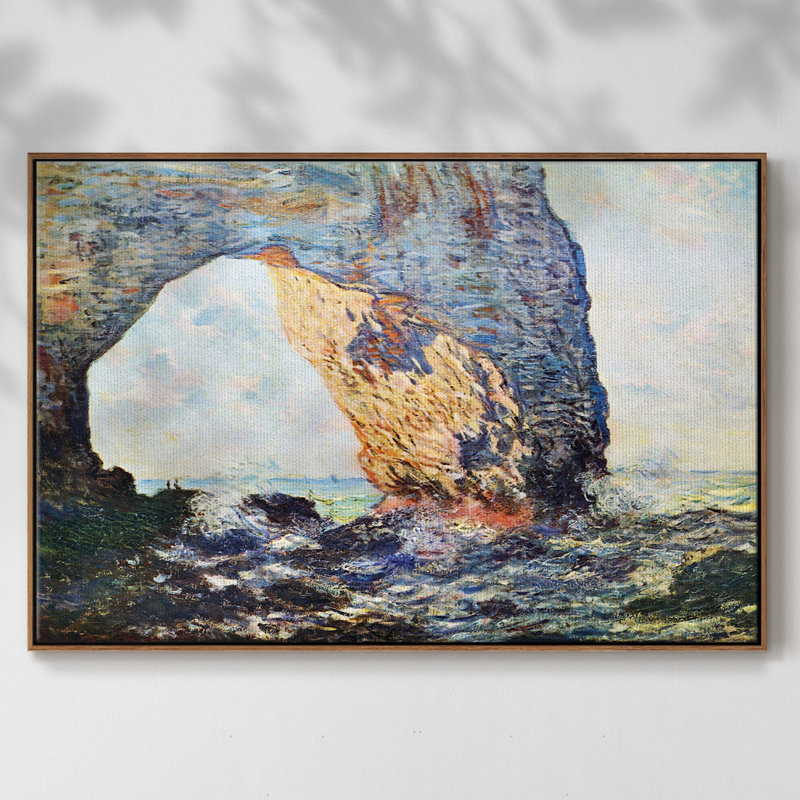 Les falaises rocheuses d'Étretat (La Porte Man) [1] par Monet, reproduction d'art sur toile, H 27 po x l 41 po x P 2 po