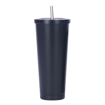Water bottle Fashionable Stainless Steel Straw Cup Coffee Cup 750ml Large Capacity Vacuum Portable Insulation Gift Cup