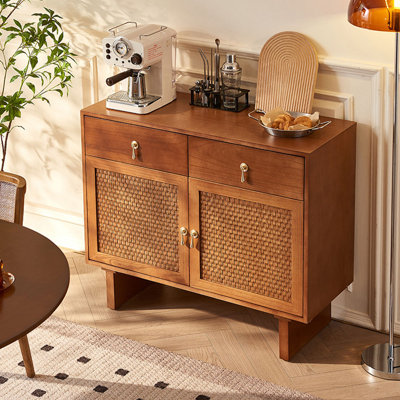 Armoire décorative Mid-Century en rotin moderne avec tiroirs