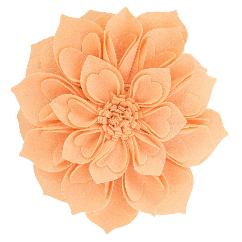 Floral Throw Pillow, 13" x 13", Peach