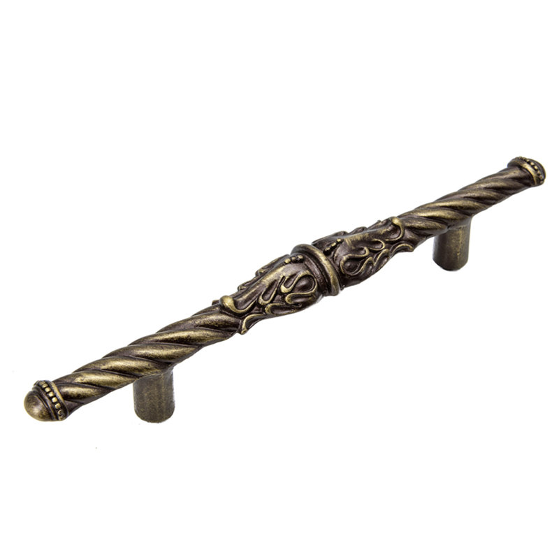 Acanthus 3 inches c.c. pull Romanesque style in Gilded Mercury, Antique Brass, 4"