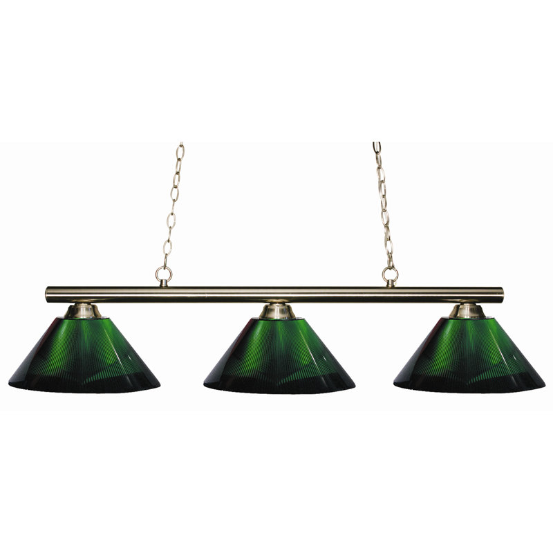 Sharp Shooter 3 Light Billiard Pendant, Vert foncé / brossé NIckel