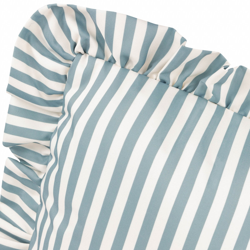 Millie Ruffle Indoor / Outdoor Striped Square Cushion, Blue, Pillow Cover Only - No Insert