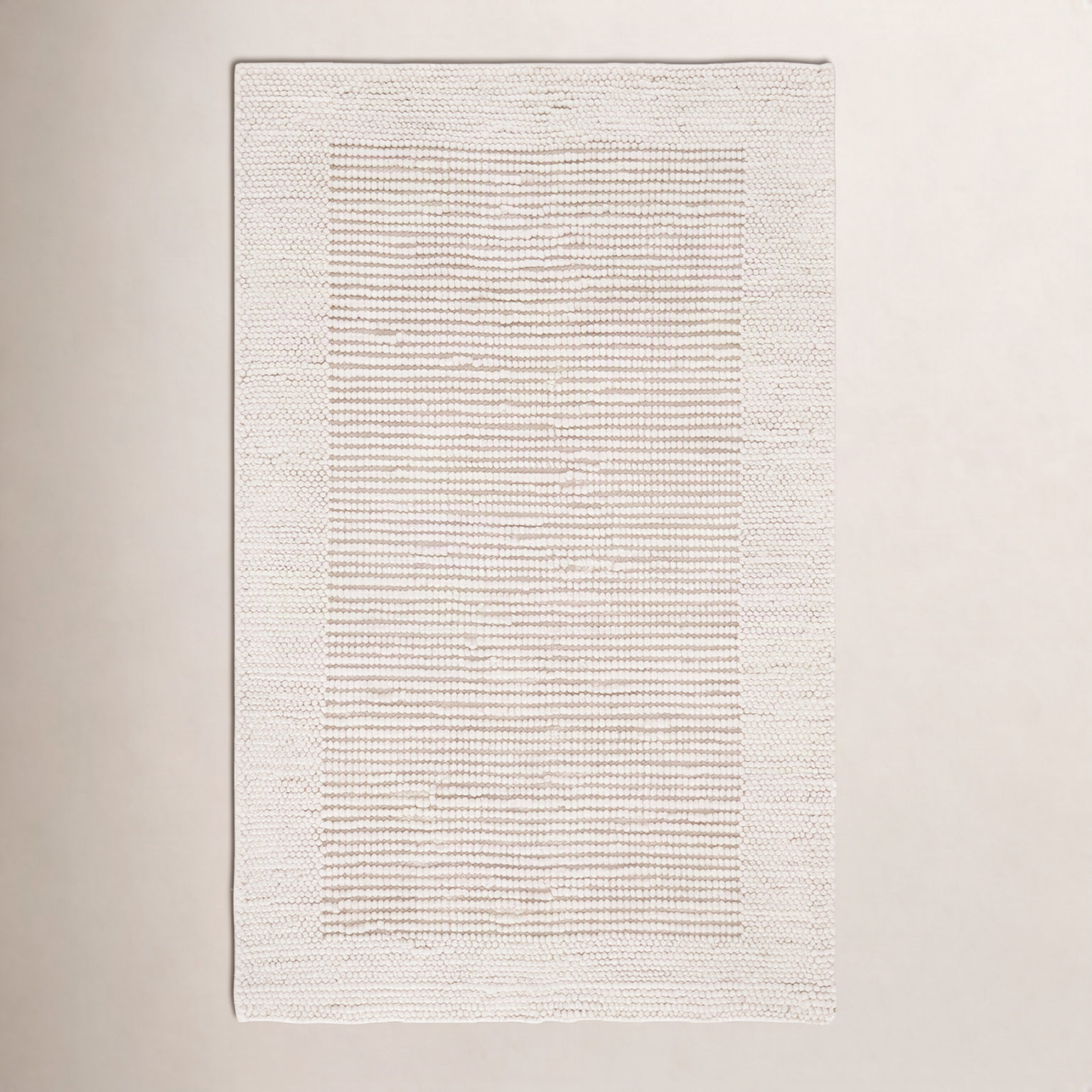 Burdick Ivory Beige Hand-Woven Wool Rug, Rectangle 6' x 9'