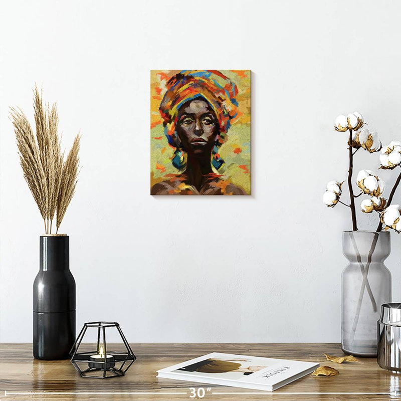 Portrait de femme sur toile, H 10 po x l 8 po