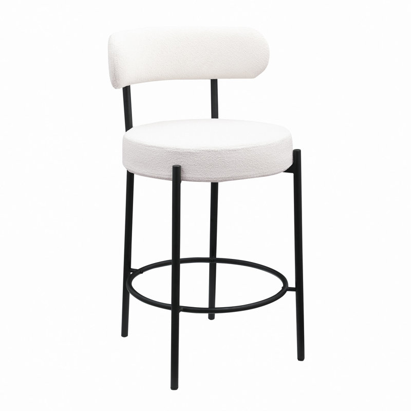 Ensemble de 2 tabourets de bar à hauteur de comptoir moderne de 26 po avec pieds en métal noirs avec repose-pieds pour salle à manger Woker Furniture