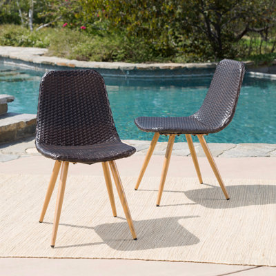 Set Of 2 Outdoor Patio Dining Chair, With Heat-Transfer Legs