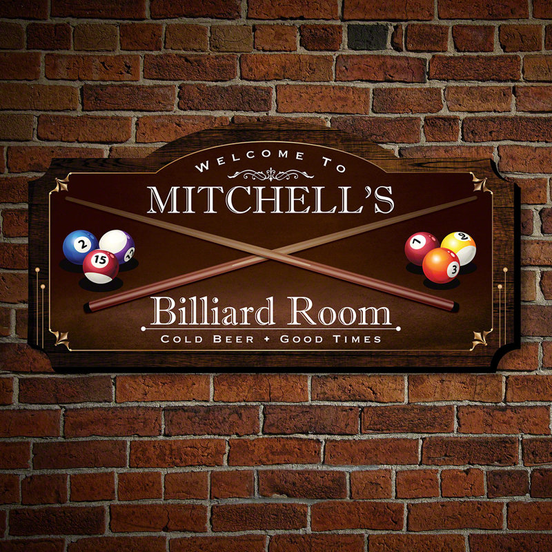 Custom Engraved Classic Pool Room Wooden Home Sign Wall Decor - Swineford, Yes