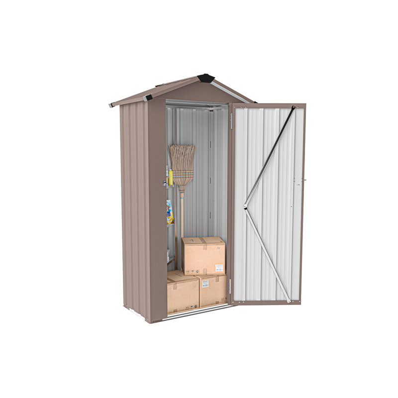 Unité de rangement extérieure en fer galvanisé avec conception imperméable, serrure robuste, facile à déplacer, adaptée aux chantiers et au camp, brun, solution de 50,7 lb: