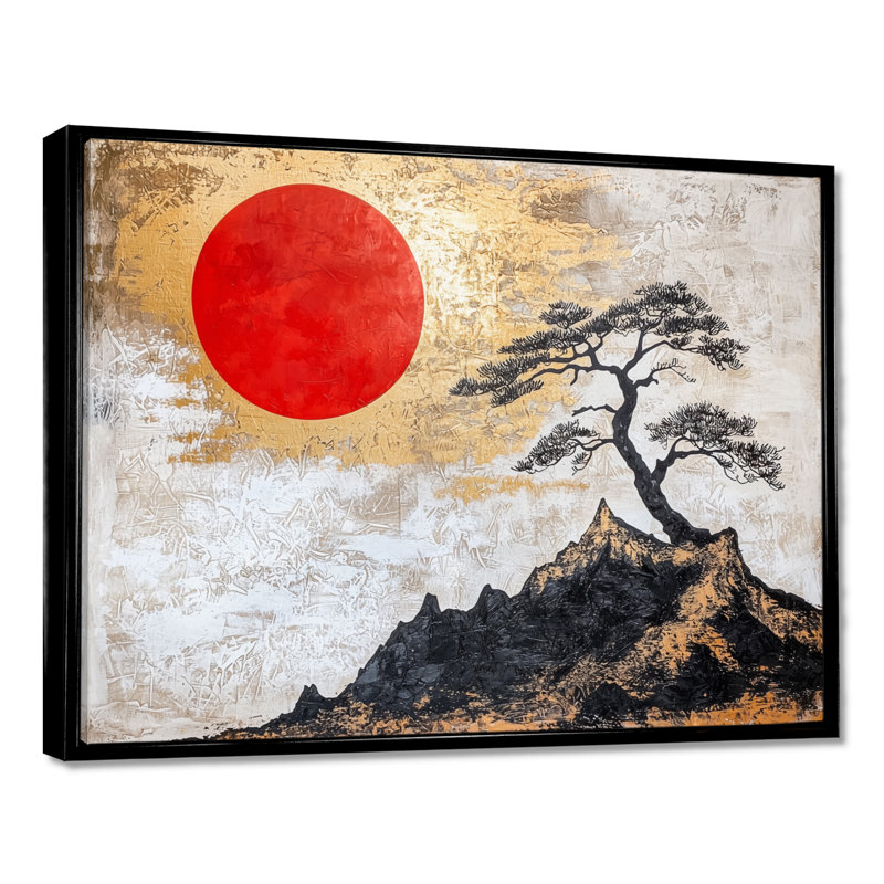 Éternelle soleil du paysage japonais I - impression sur toile de paysage japonais, H 12 po x l 20 po, Noir