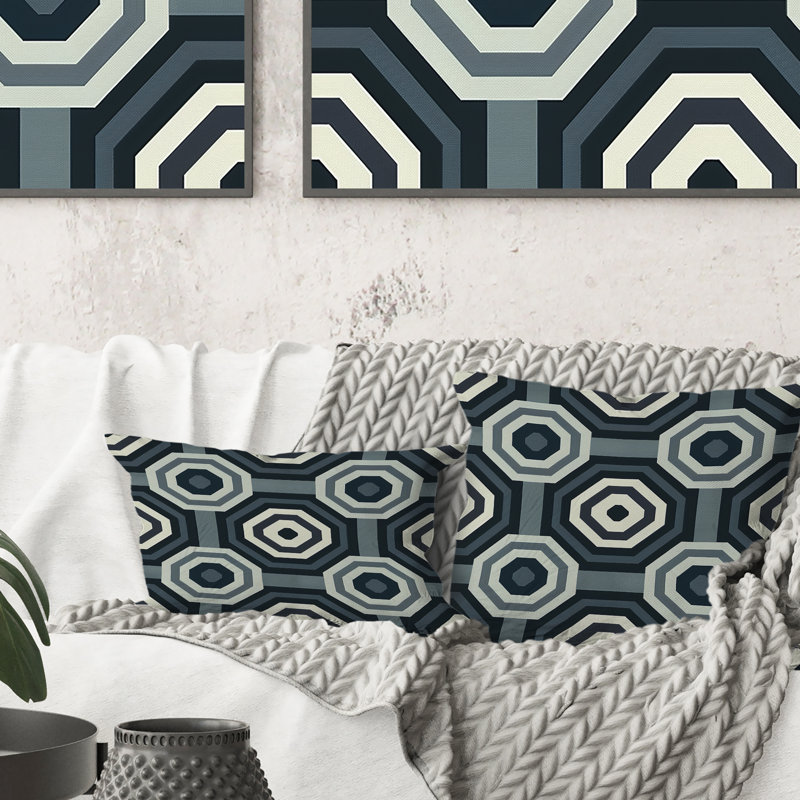 Gris, noir, géométrique, Transitions - Coussin décoratif transitionnel, H 16 po x l 16 po