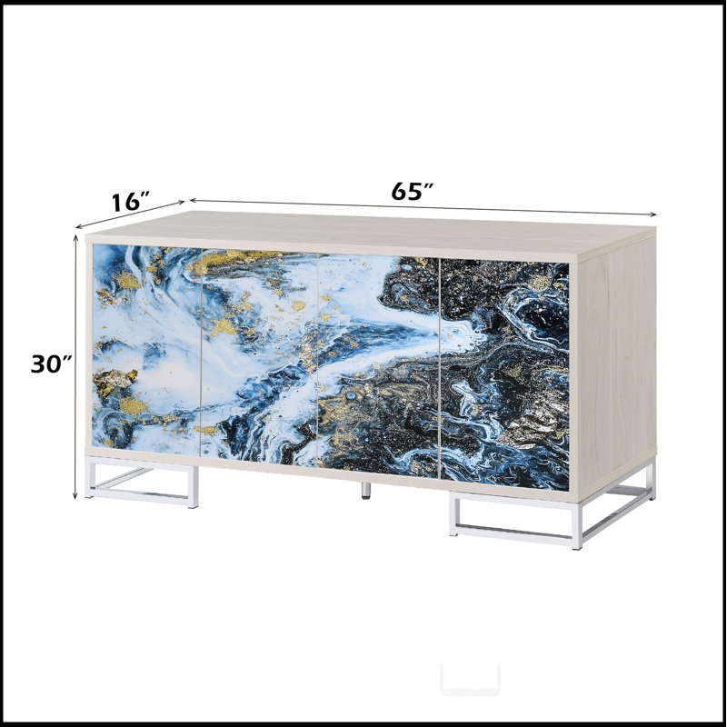 Console Liam Blue Marble Paint & Chrome
