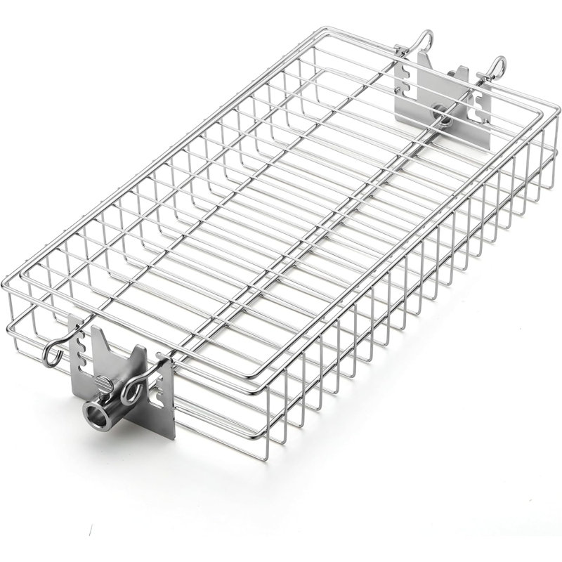 Panier à rôtisserie plat TURBRO, acier inoxydable 304, accessoire de barbecue universel, s'adapte à la plupart des tiges à broche