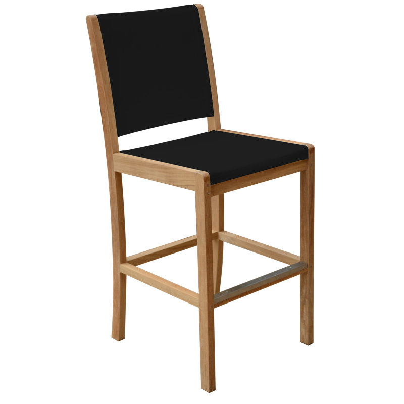 Riviera Teak Outdoor Sling Bar Chair, Black