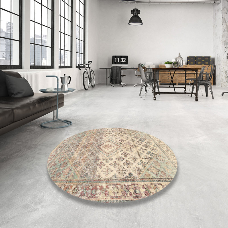 Tapis beige / gris Sven, Rond 5 pi