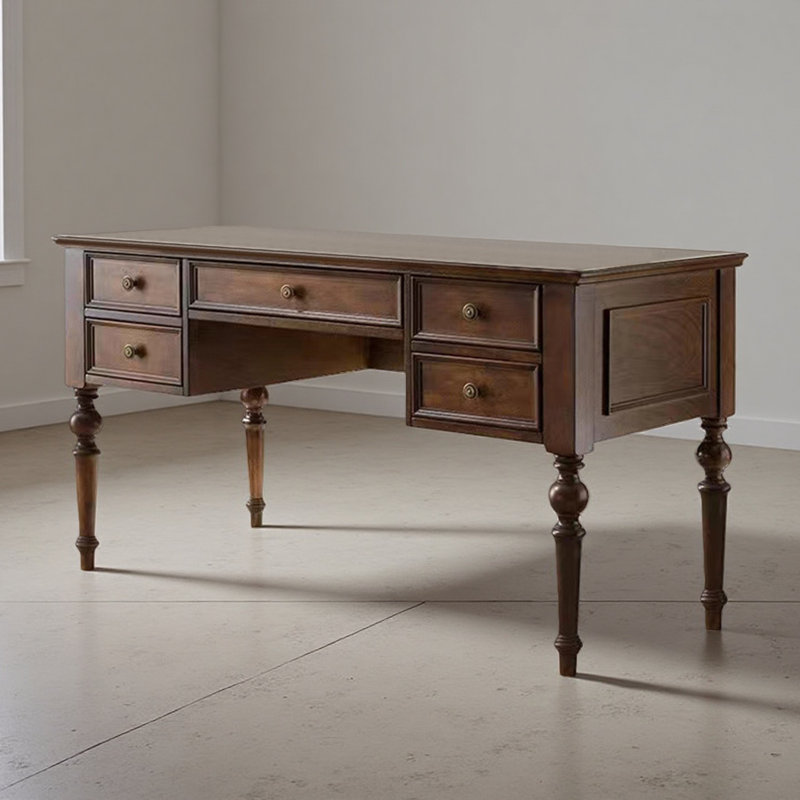 Bureau en bois massif American Rustic, 30,71 po H x 55,12 po L x 23,62 po P, Brun