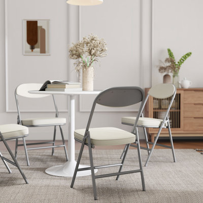 HOMCOM Fabric Padded Folding Chairs Set of 4 Heavy Duty Steel