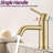 Modern Deck-Mounted Bathroom Faucet - Single Hole, Brushed Gold, Stainless Steel, 1.2 Gpm Flow For Sink Hole Design, Flow, Simple Installation Fixtures