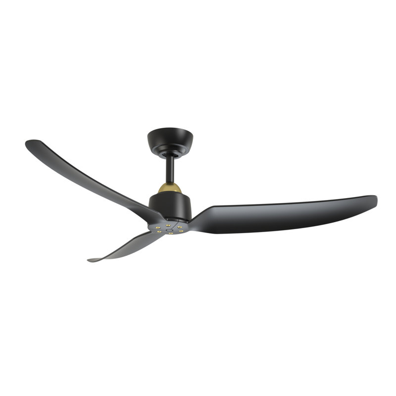 Ventilateur de plafond Hugo, Noir mat / or brossé, Noir mat, 52 po de largeur