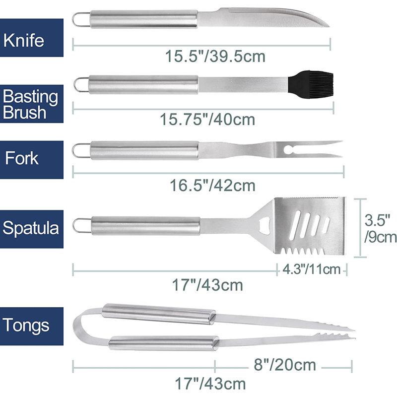 Stainless Steel Dishwasher Safe Grilling Tool Set