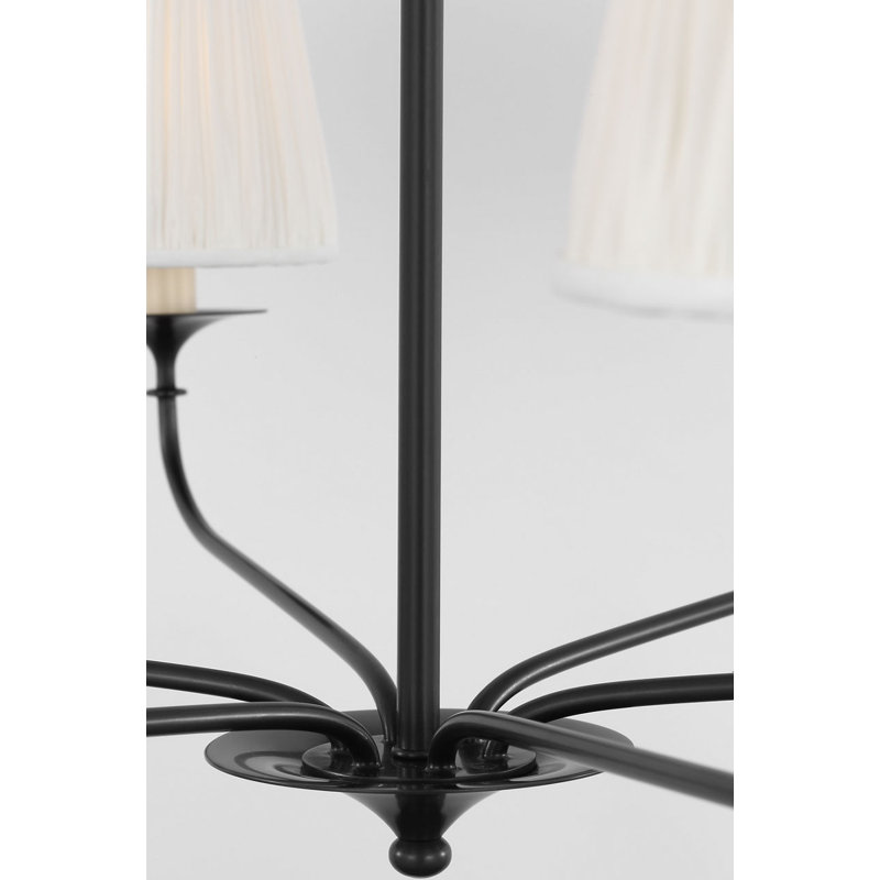 Knox Chandelier with Silk Pleated Shades, 20.75" H x 32" W x 32" D, Bronze, 6 Lights