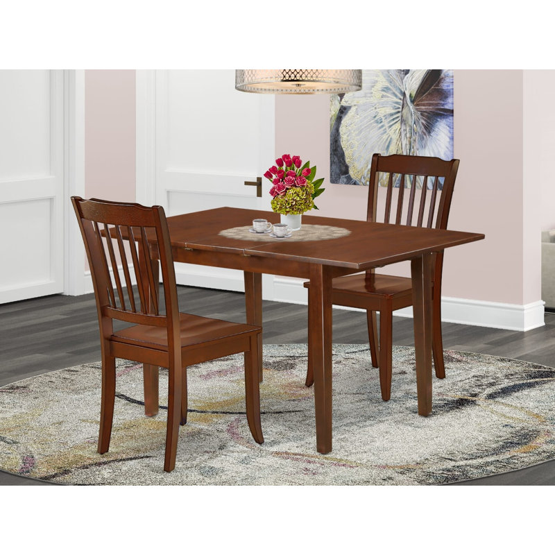 Kolton Extendable Solid Wood Dining Set, 3 Pieces: 1 Table, 2 Chairs, Wooden