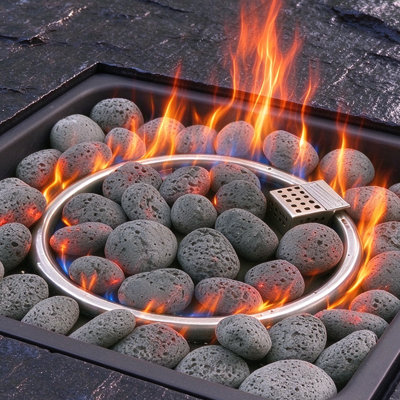 10 lb de pierres de lave gris clair pour foyer, pierres volcaniques naturelles de 1 po à 2 po pour foyer au propane