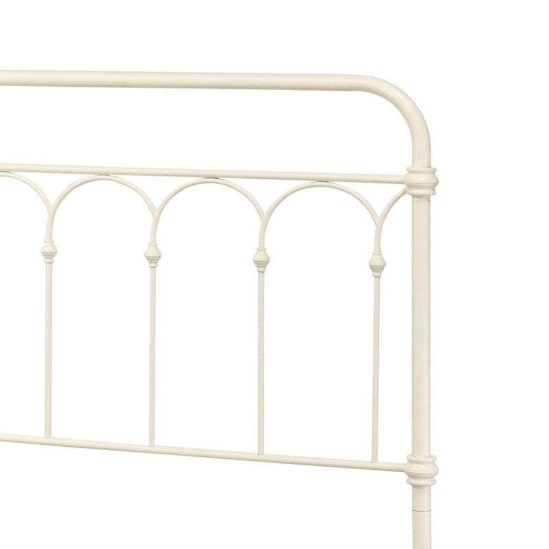 Élégant lit blanc, structure en métal et broche indémodable avec structure pleine et robuste