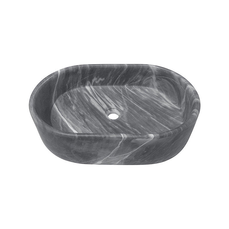 Carrara Gray Natural Marble Bathroom Vessel Sink, Gray