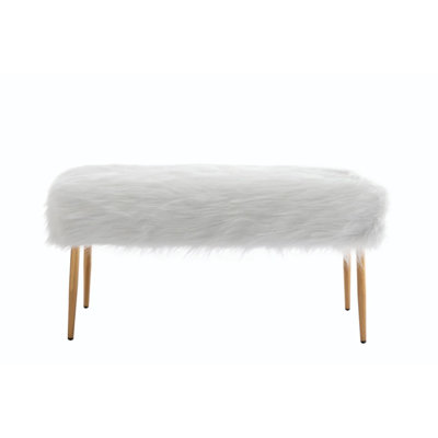 Vanity Bench with Cushioned Seat, Modern Home Decor Ottoman Bench with Gold Accented Legs